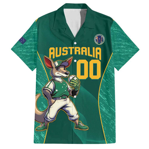 Custom Baseball Australia Family Matching Off Shoulder Short Dress and Hawaiian Shirt Go Champions - Aussie Kangaroo Mascot