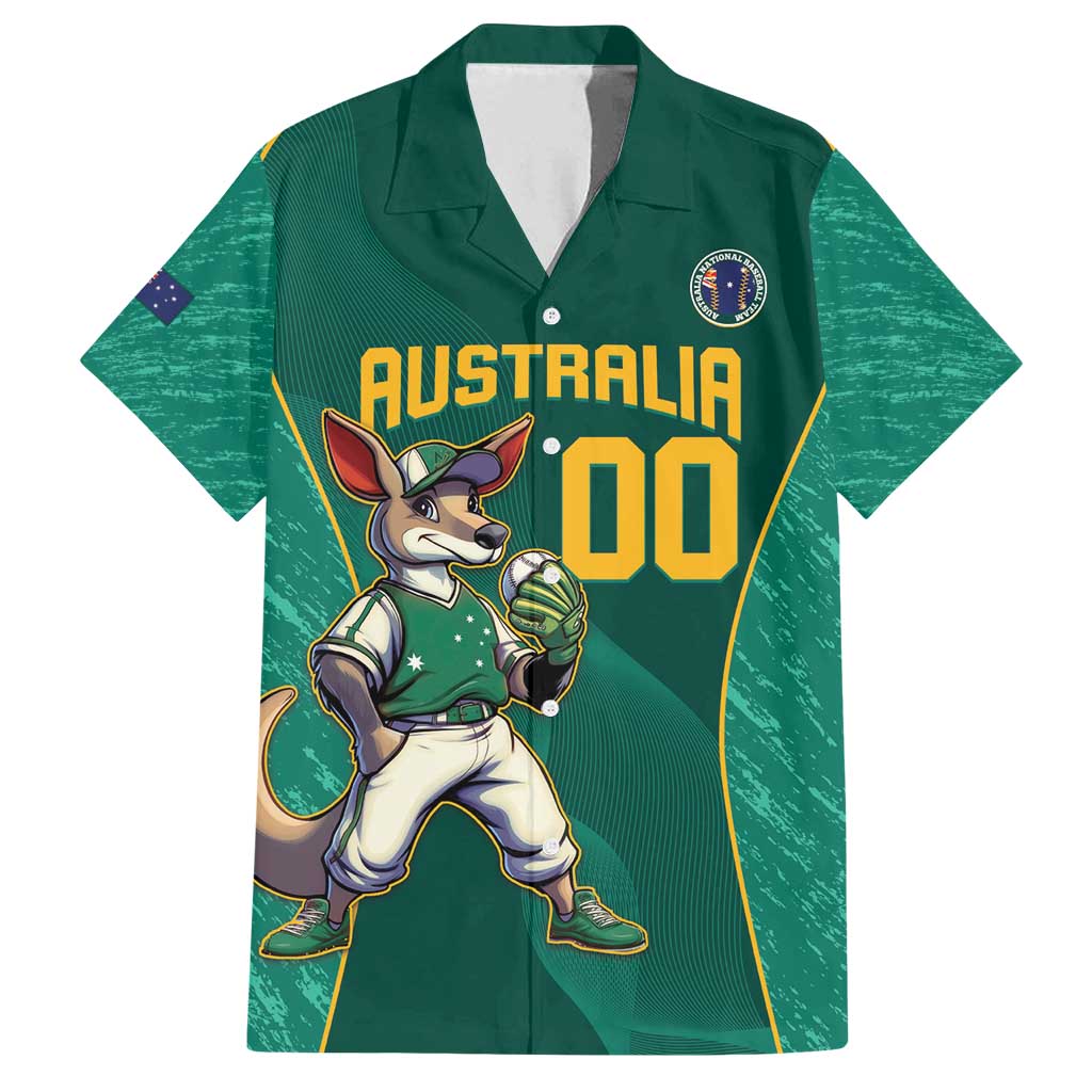 Custom Baseball Australia Family Matching Summer Maxi Dress and Hawaiian Shirt Go Champions - Aussie Kangaroo Mascot