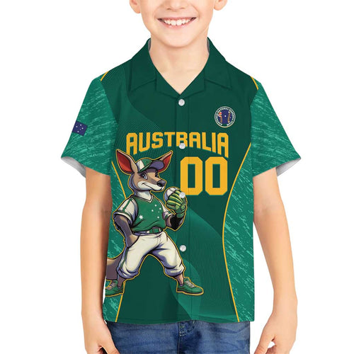 Custom Baseball Australia Family Matching Tank Maxi Dress and Hawaiian Shirt Go Champions - Aussie Kangaroo Mascot