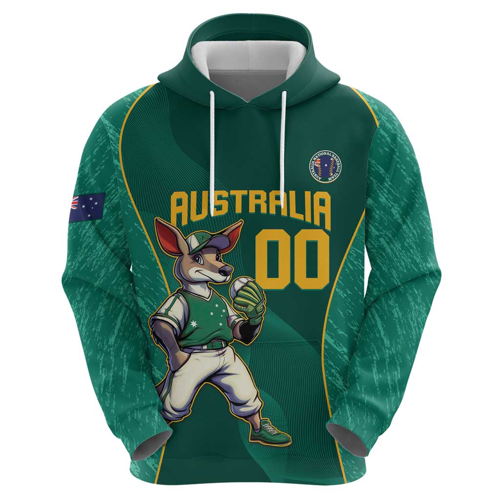Custom Baseball Australia Hoodie Go Champions - Aussie Kangaroo Mascot