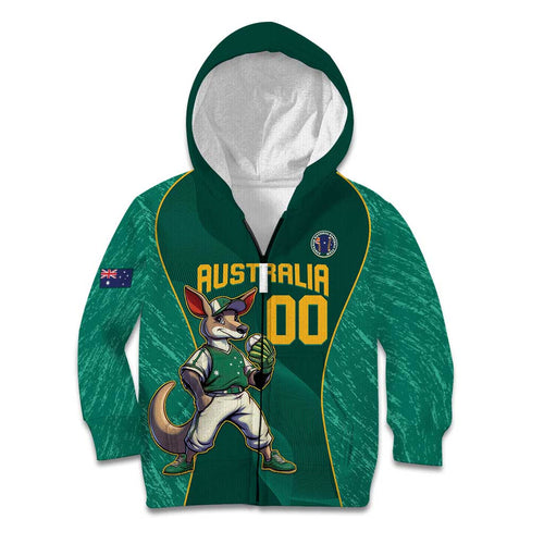 Custom Baseball Australia Kid Hoodie Go Champions - Aussie Kangaroo Mascot