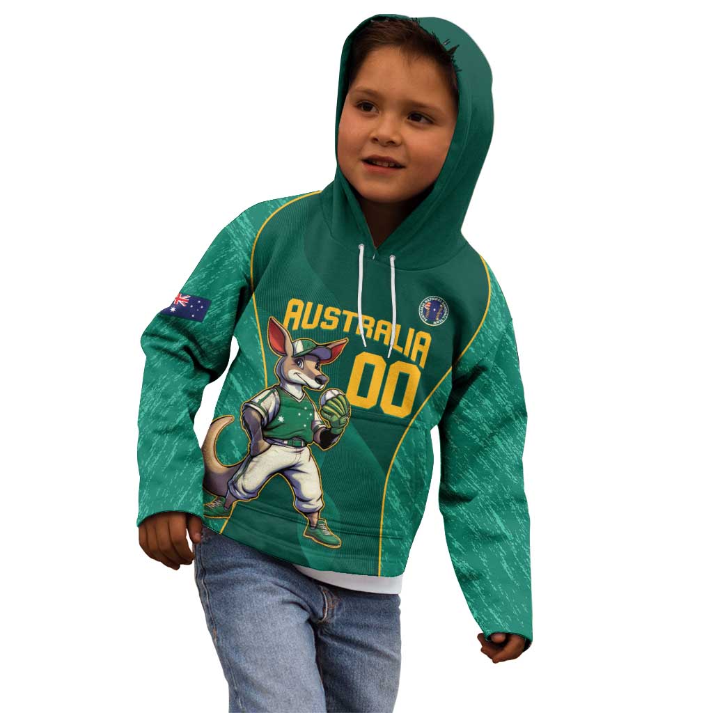 Custom Baseball Australia Kid Hoodie Go Champions - Aussie Kangaroo Mascot
