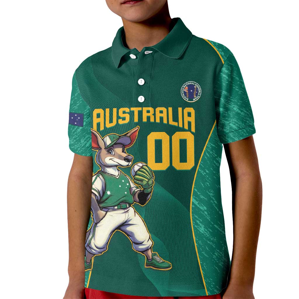 Custom Baseball Australia Kid Polo Shirt Go Champions - Aussie Kangaroo Mascot