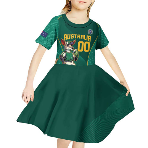 Custom Baseball Australia Kid Short Sleeve Dress Go Champions - Aussie Kangaroo Mascot