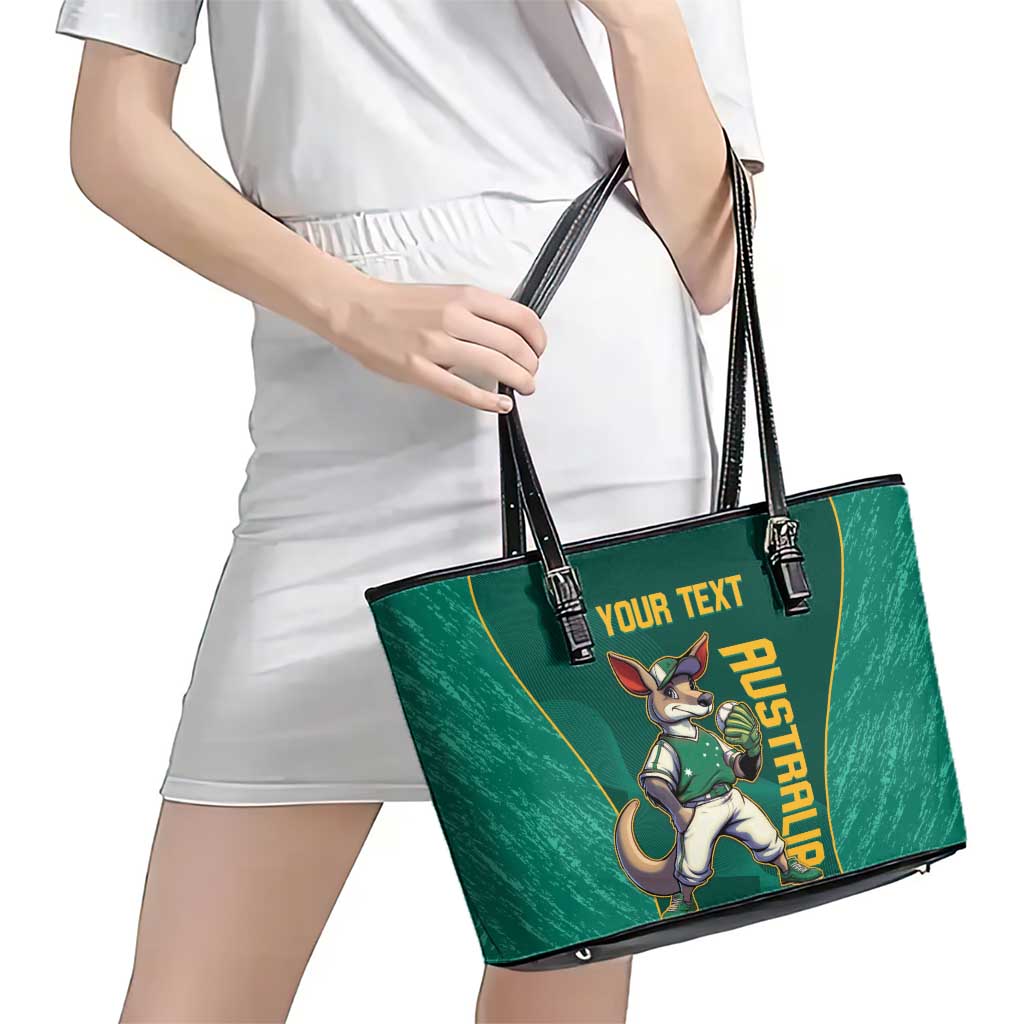 Custom Baseball Australia Leather Tote Bag Go Champions - Aussie Kangaroo Mascot