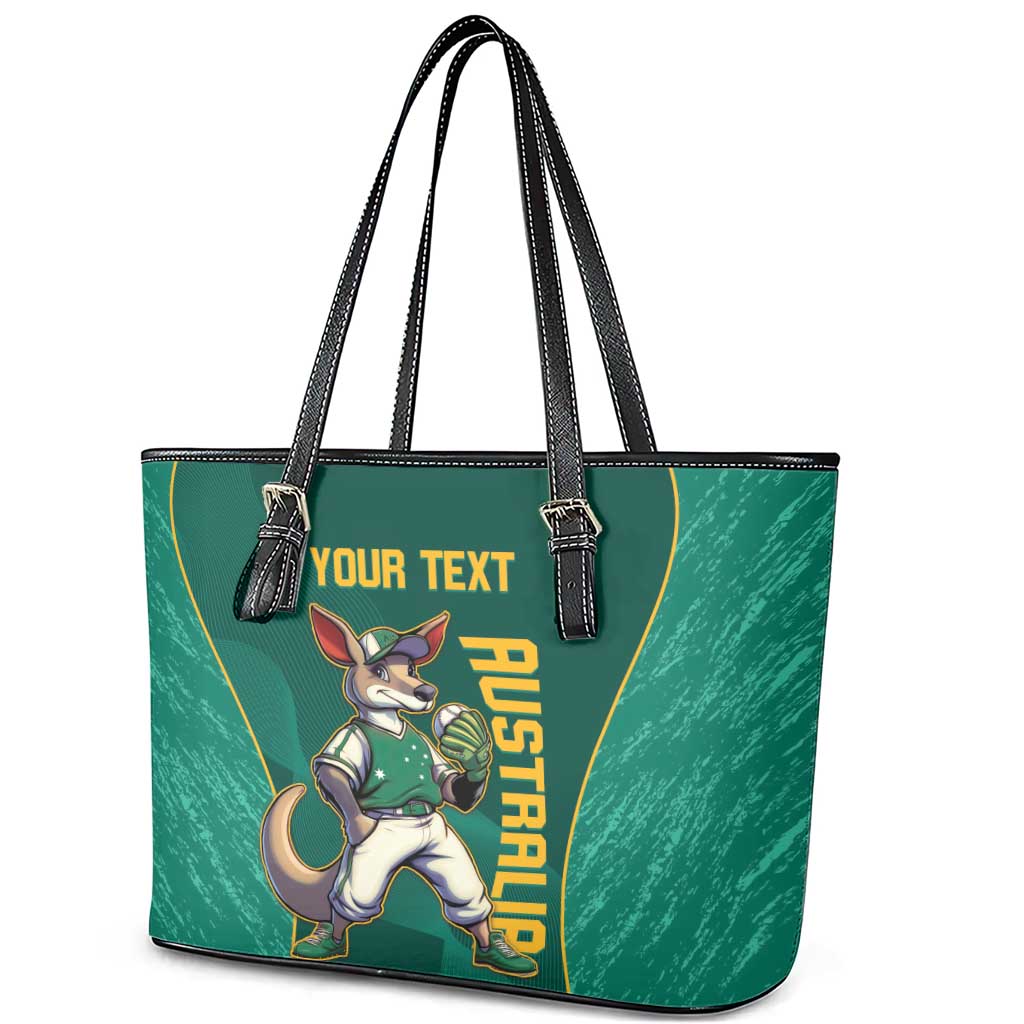 Custom Baseball Australia Leather Tote Bag Go Champions - Aussie Kangaroo Mascot