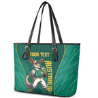 Custom Baseball Australia Leather Tote Bag Go Champions - Aussie Kangaroo Mascot