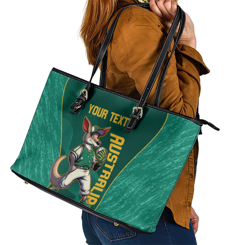 Custom Baseball Australia Leather Tote Bag Go Champions - Aussie Kangaroo Mascot