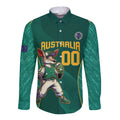 Custom Baseball Australia Long Sleeve Button Shirt Go Champions - Aussie Kangaroo Mascot