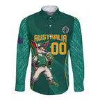 Custom Baseball Australia Long Sleeve Button Shirt Go Champions - Aussie Kangaroo Mascot