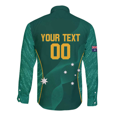 Custom Baseball Australia Long Sleeve Button Shirt Go Champions - Aussie Kangaroo Mascot