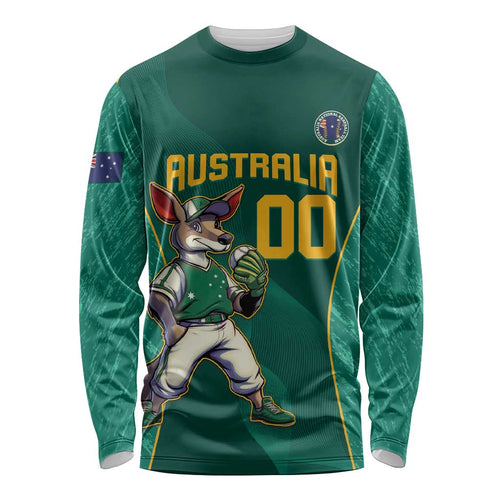 Custom Baseball Australia Long Sleeve Shirt Go Champions - Aussie Kangaroo Mascot
