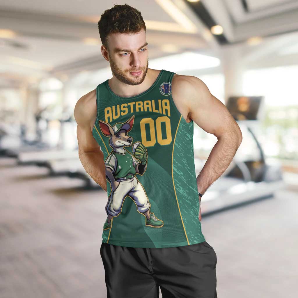 Custom Baseball Australia Men Tank Top Go Champions - Aussie Kangaroo Mascot
