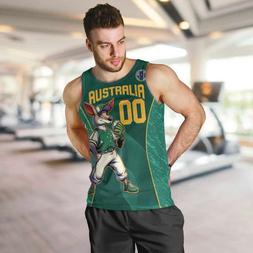 Custom Baseball Australia Men Tank Top Go Champions - Aussie Kangaroo Mascot
