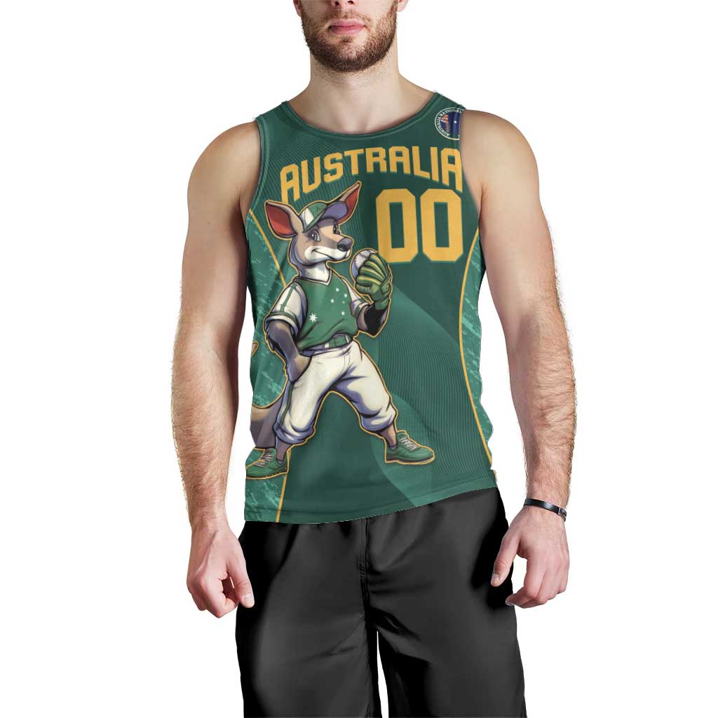 Custom Baseball Australia Men Tank Top Go Champions - Aussie Kangaroo Mascot