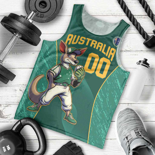 Custom Baseball Australia Men Tank Top Go Champions - Aussie Kangaroo Mascot
