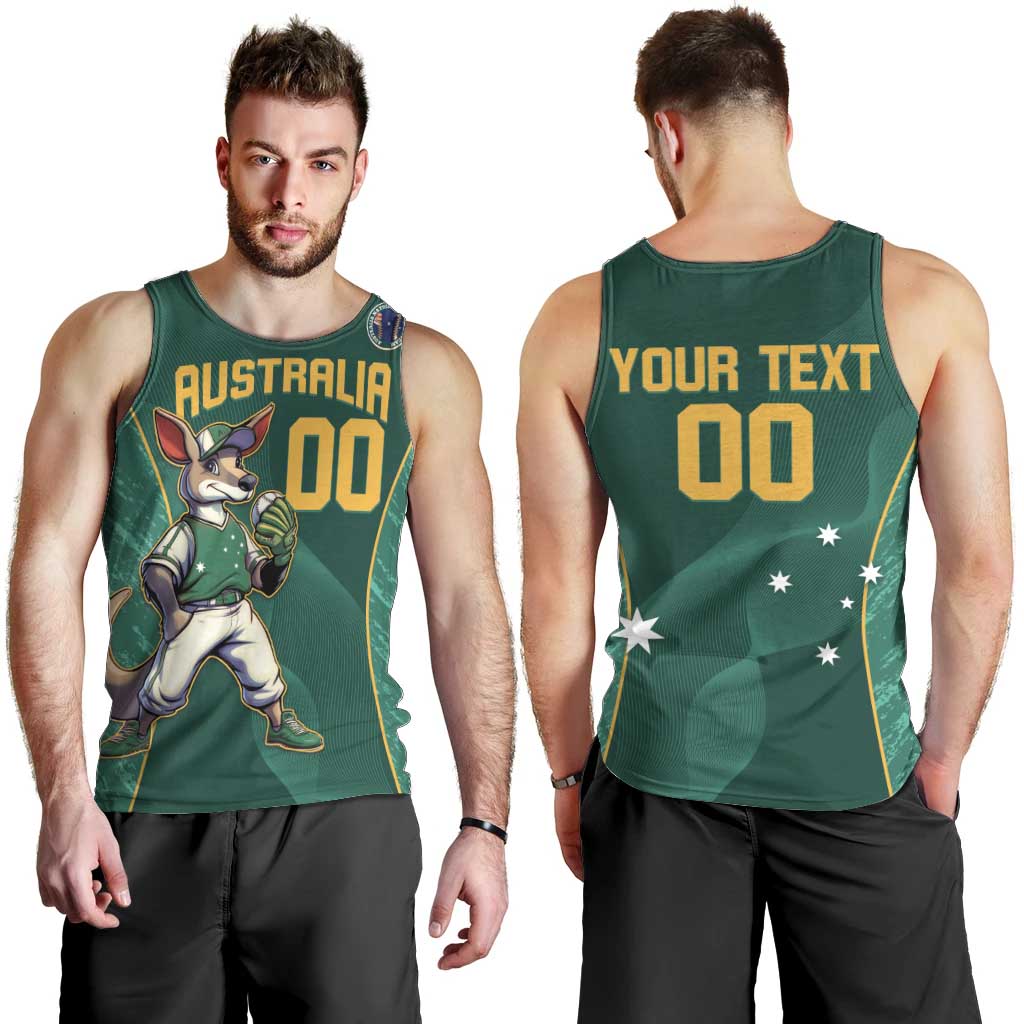 Custom Baseball Australia Men Tank Top Go Champions - Aussie Kangaroo Mascot