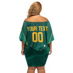 Custom Baseball Australia Off Shoulder Short Dress Go Champions - Aussie Kangaroo Mascot