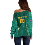 Custom Baseball Australia Off Shoulder Sweater Go Champions - Aussie Kangaroo Mascot