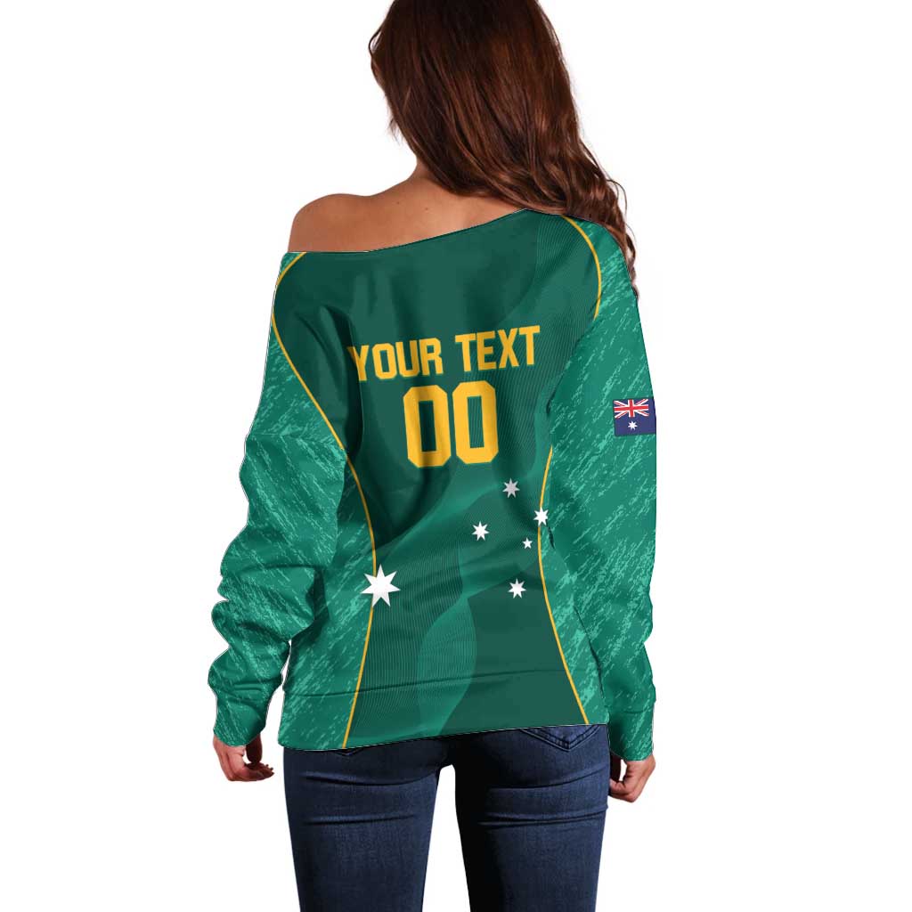 Custom Baseball Australia Off Shoulder Sweater Go Champions - Aussie Kangaroo Mascot