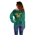 Custom Baseball Australia Off Shoulder Sweater Go Champions - Aussie Kangaroo Mascot