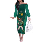 Custom Baseball Australia Off The Shoulder Long Sleeve Dress Go Champions - Aussie Kangaroo Mascot