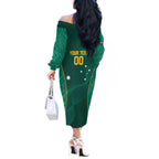 Custom Baseball Australia Off The Shoulder Long Sleeve Dress Go Champions - Aussie Kangaroo Mascot