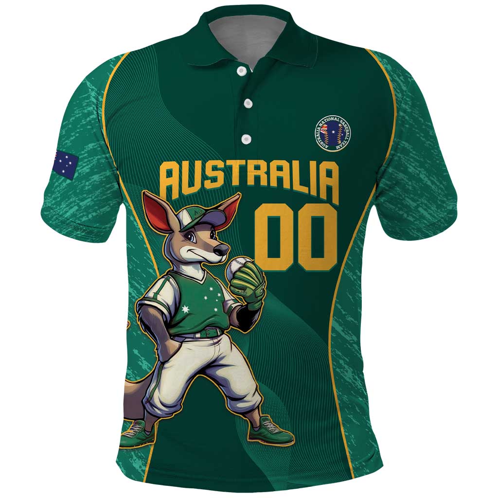 Custom Baseball Australia Polo Shirt Go Champions - Aussie Kangaroo Mascot