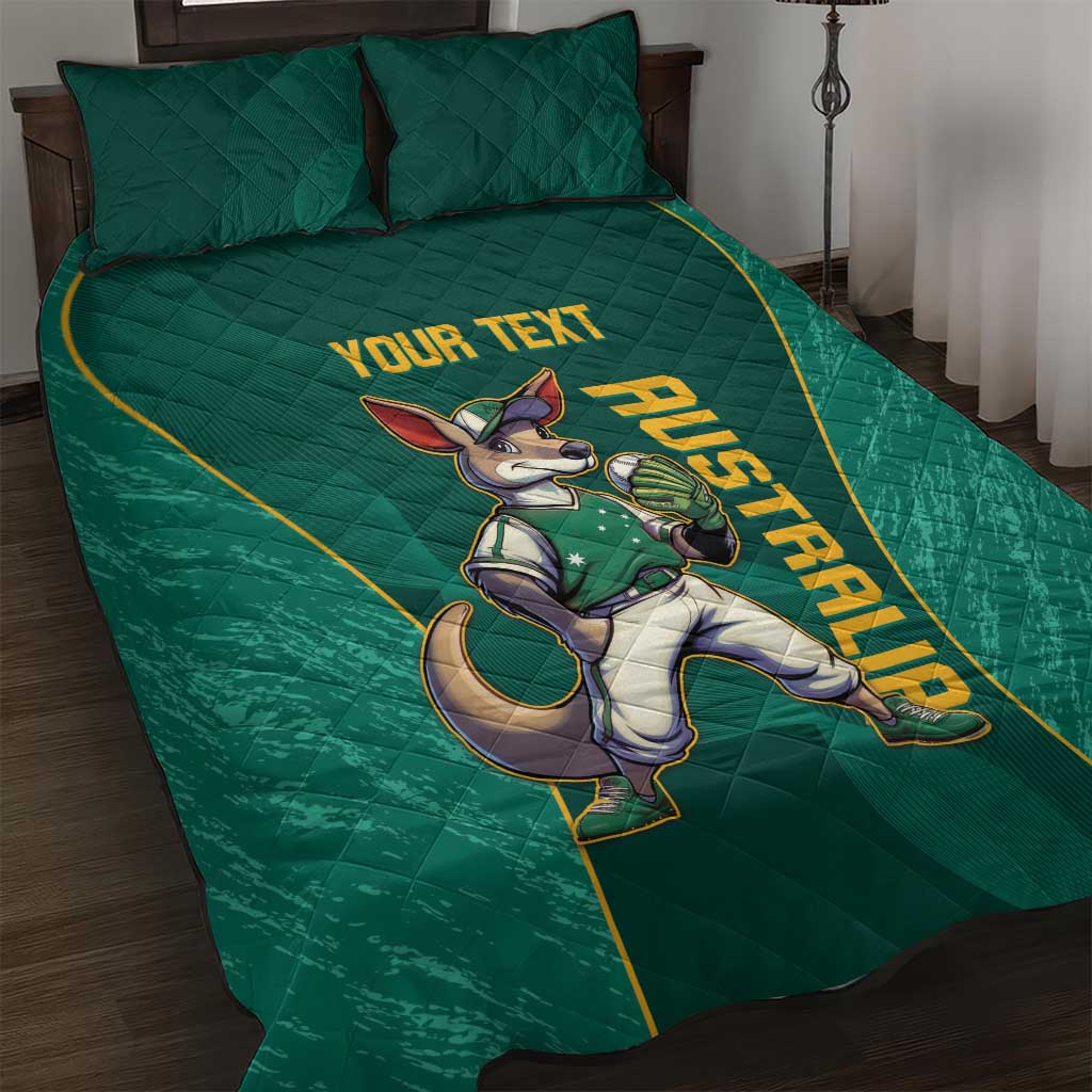 Custom Baseball Australia Quilt Bed Set Go Champions - Aussie Kangaroo Mascot