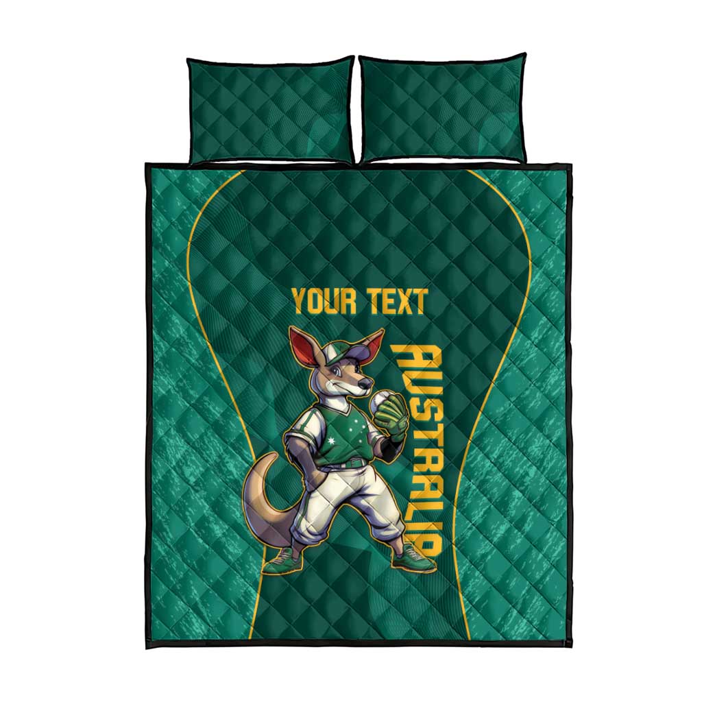 Custom Baseball Australia Quilt Bed Set Go Champions - Aussie Kangaroo Mascot