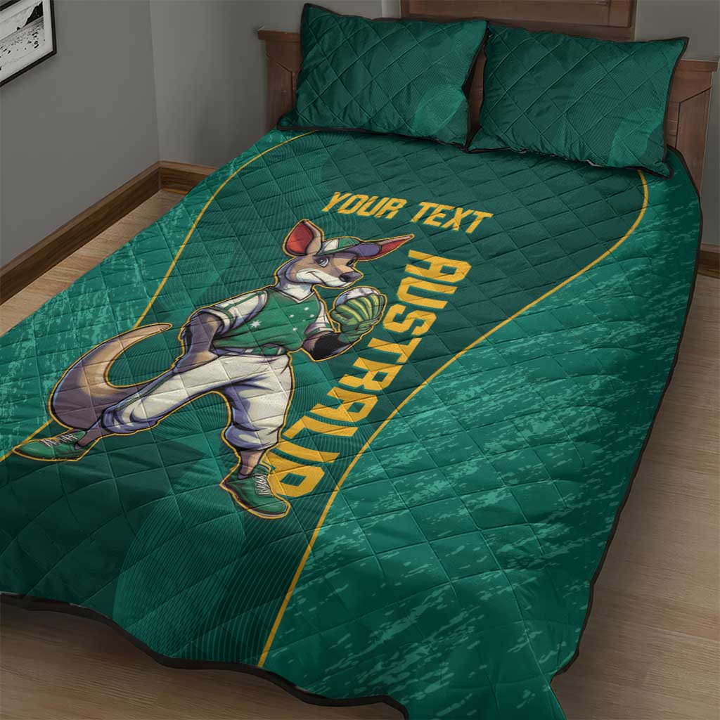 Custom Baseball Australia Quilt Bed Set Go Champions - Aussie Kangaroo Mascot