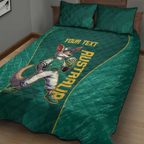 Custom Baseball Australia Quilt Bed Set Go Champions - Aussie Kangaroo Mascot