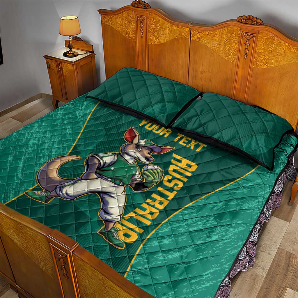 Custom Baseball Australia Quilt Bed Set Go Champions - Aussie Kangaroo Mascot
