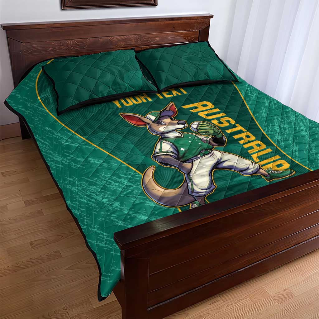 Custom Baseball Australia Quilt Bed Set Go Champions - Aussie Kangaroo Mascot