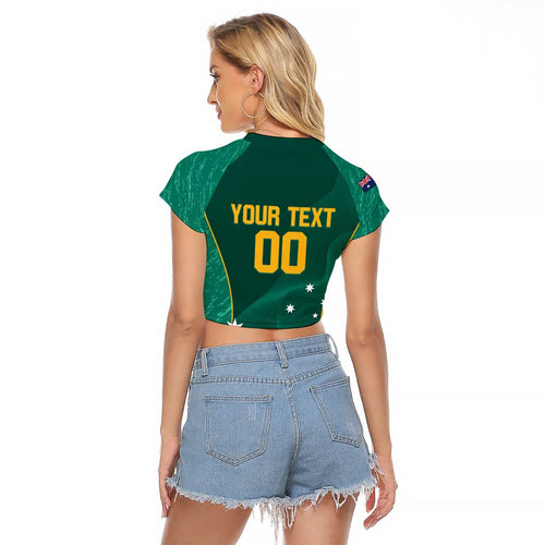 Custom Baseball Australia Raglan Cropped T Shirt Go Champions - Aussie Kangaroo Mascot