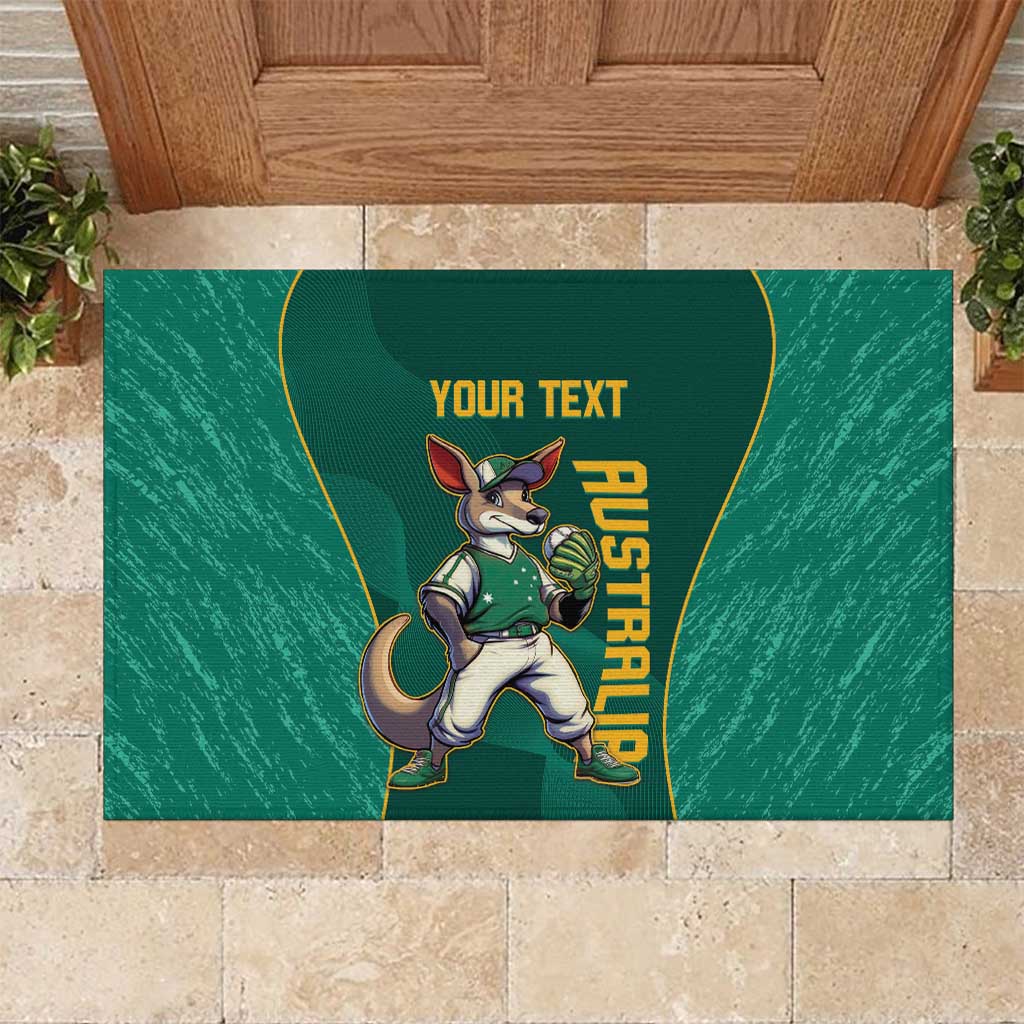 Custom Baseball Australia Rubber Doormat Go Champions - Aussie Kangaroo Mascot