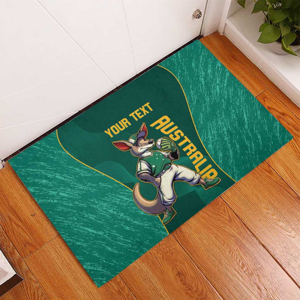 Custom Baseball Australia Rubber Doormat Go Champions - Aussie Kangaroo Mascot
