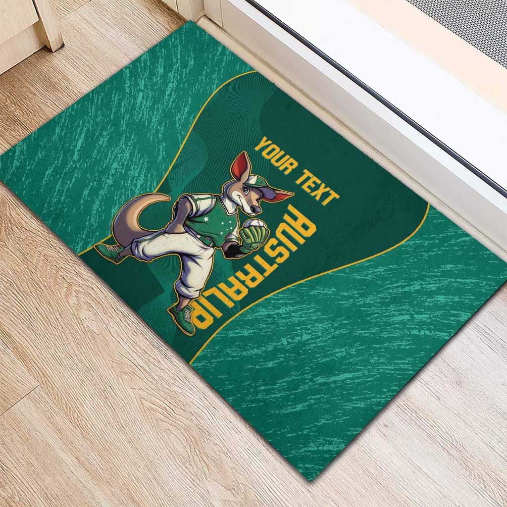 Custom Baseball Australia Rubber Doormat Go Champions - Aussie Kangaroo Mascot