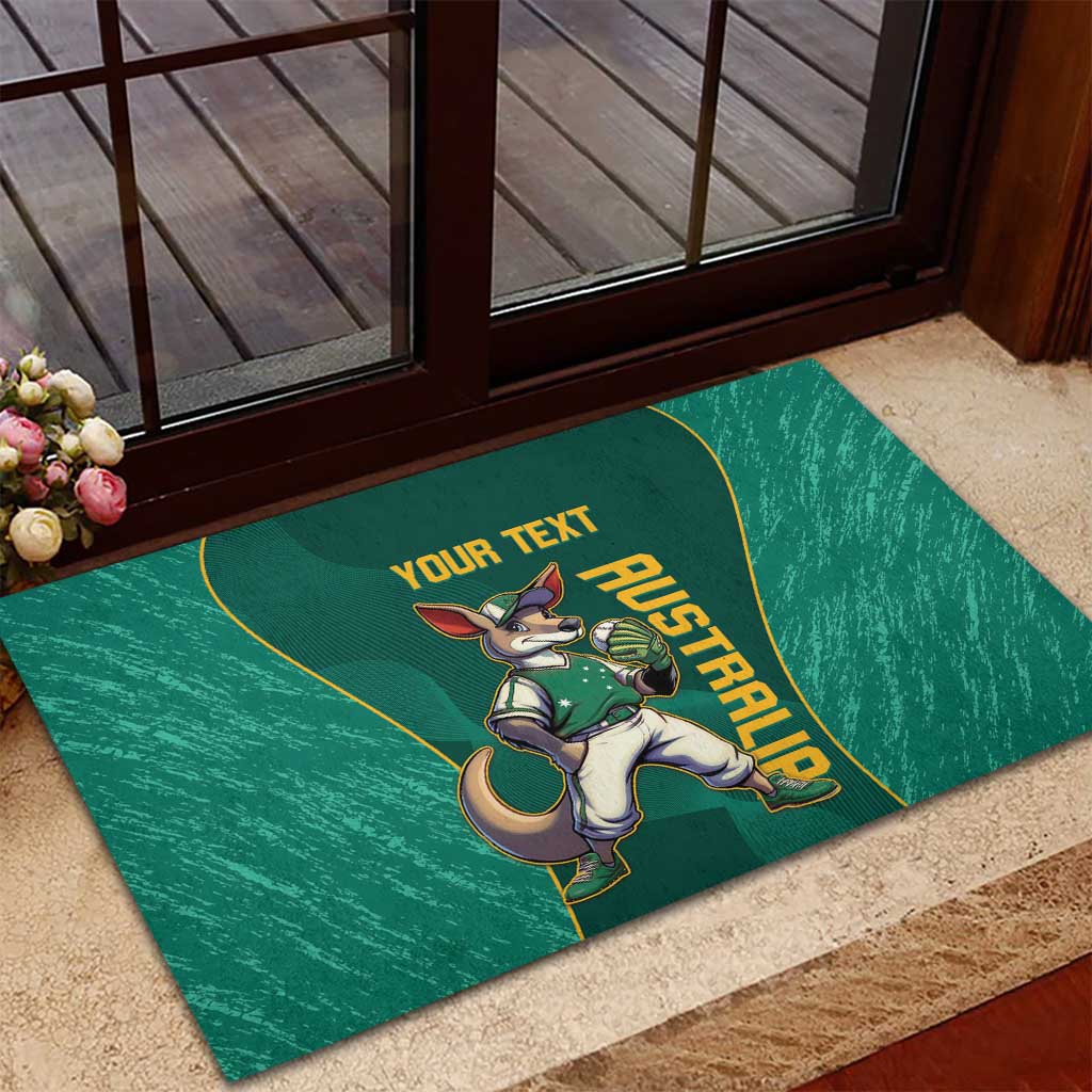 Custom Baseball Australia Rubber Doormat Go Champions - Aussie Kangaroo Mascot