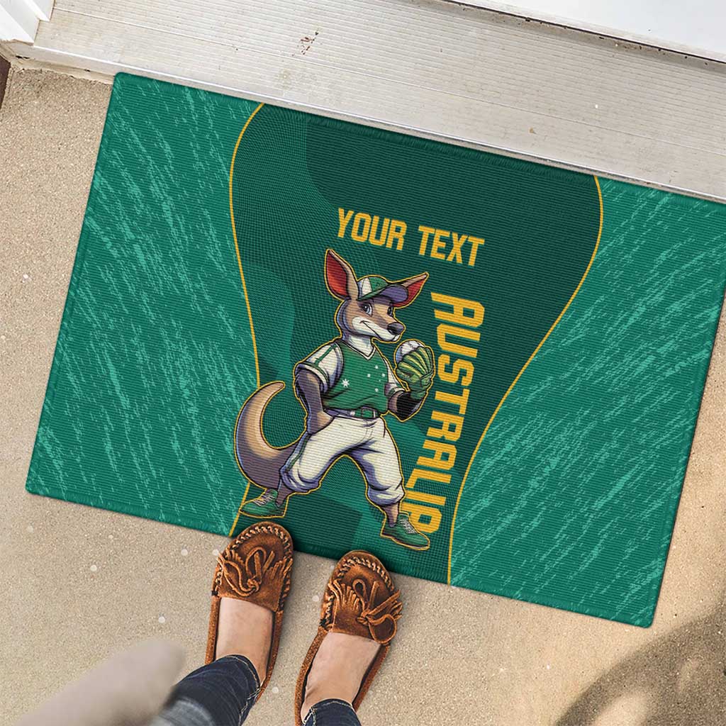 Custom Baseball Australia Rubber Doormat Go Champions - Aussie Kangaroo Mascot