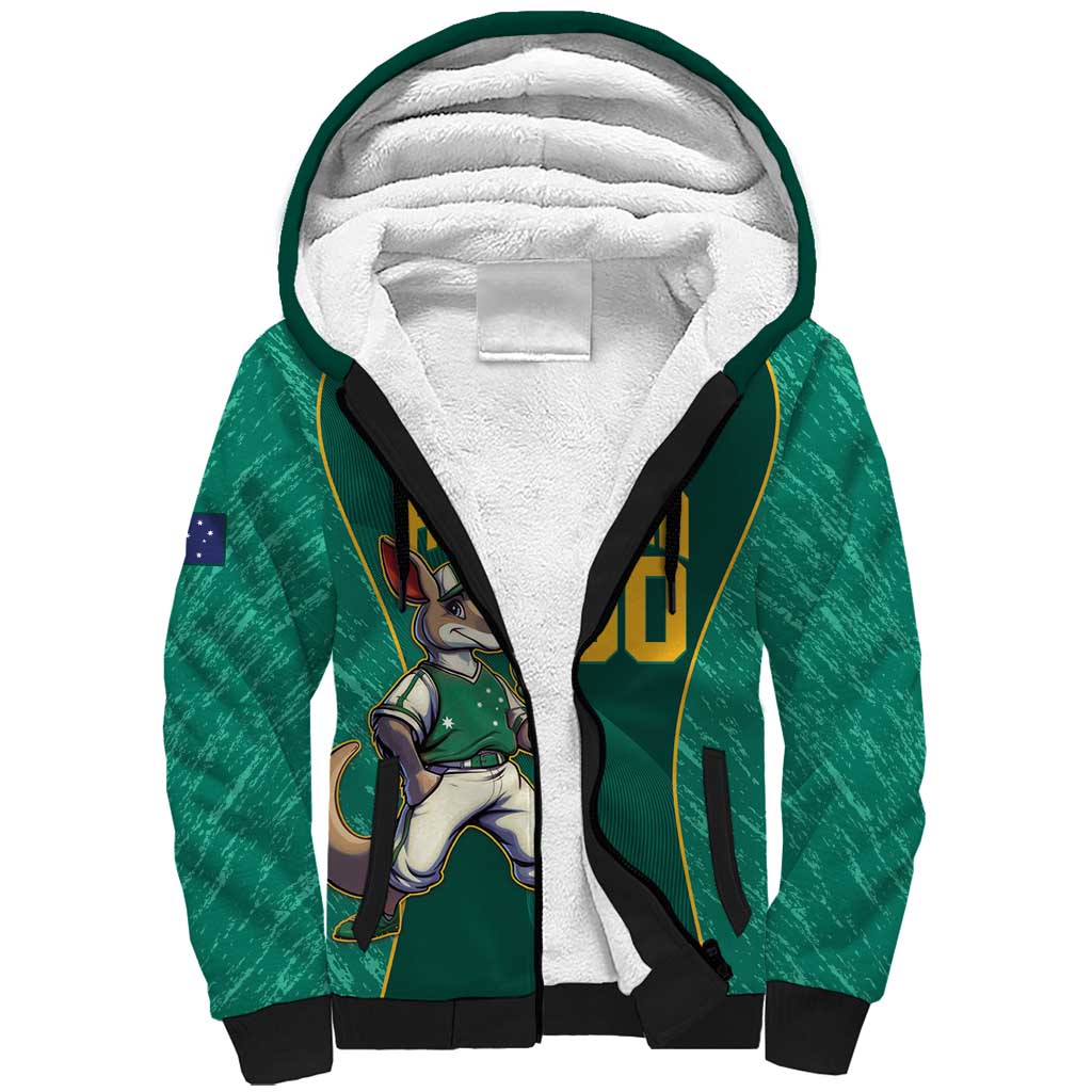 Custom Baseball Australia Sherpa Hoodie Go Champions - Aussie Kangaroo Mascot