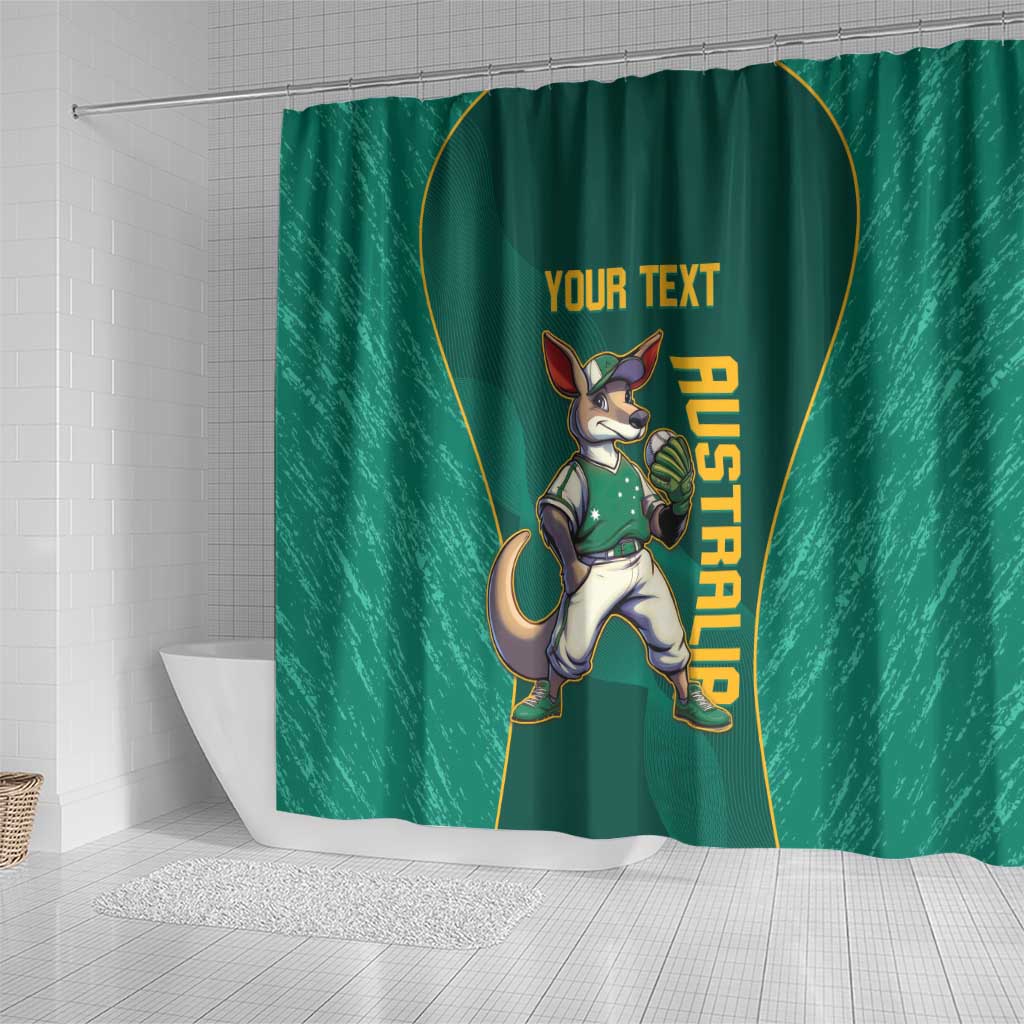 Custom Baseball Australia Shower Curtain Go Champions - Aussie Kangaroo Mascot