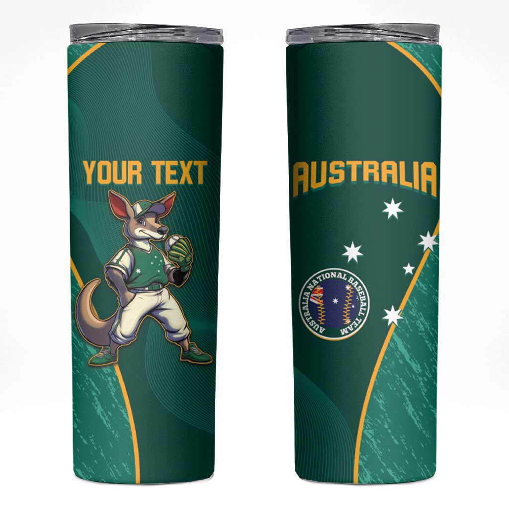 Custom Baseball Australia Skinny Tumbler Go Champions - Aussie Kangaroo Mascot