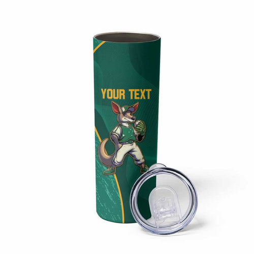 Custom Baseball Australia Skinny Tumbler Go Champions - Aussie Kangaroo Mascot