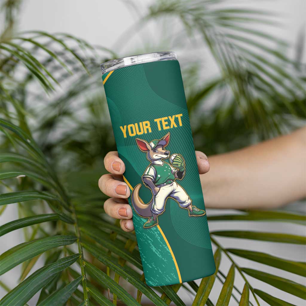 Custom Baseball Australia Skinny Tumbler Go Champions - Aussie Kangaroo Mascot