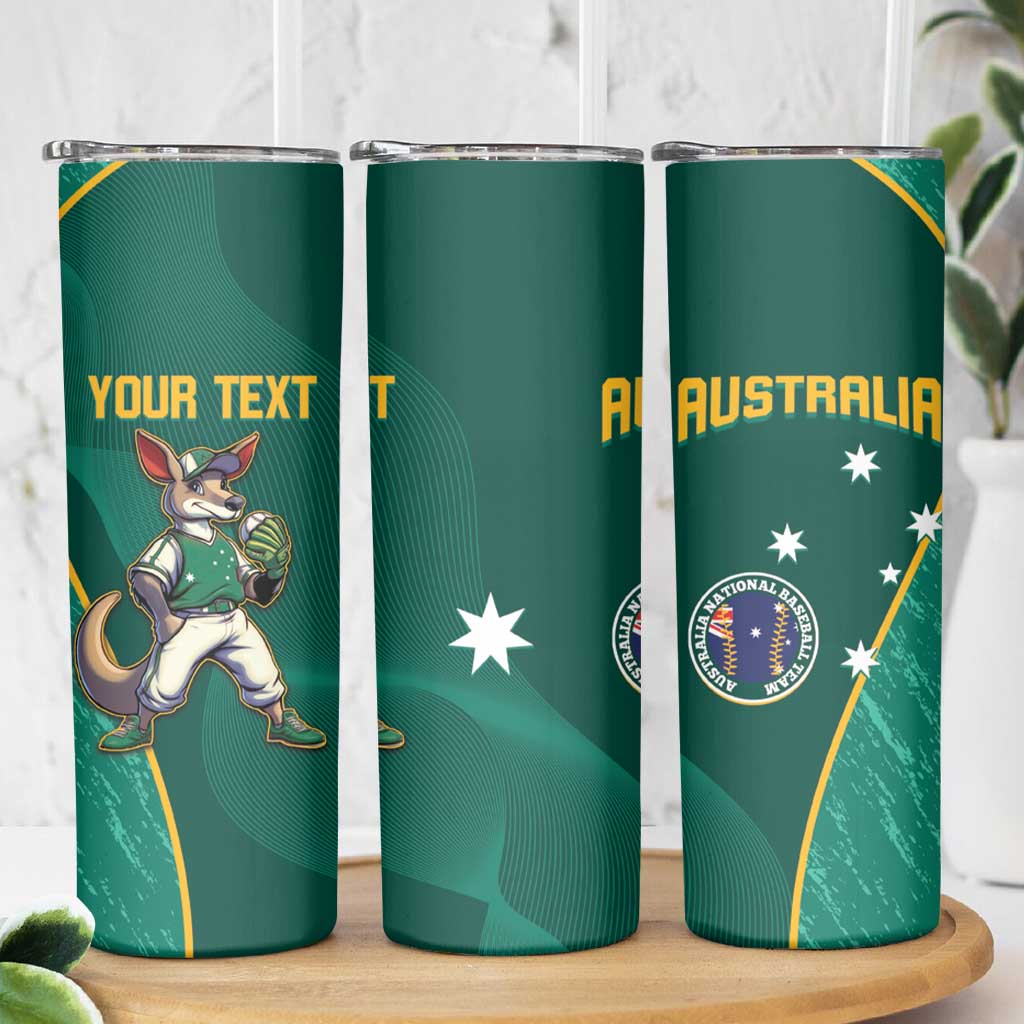 Custom Baseball Australia Skinny Tumbler Go Champions - Aussie Kangaroo Mascot