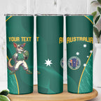 Custom Baseball Australia Skinny Tumbler Go Champions - Aussie Kangaroo Mascot
