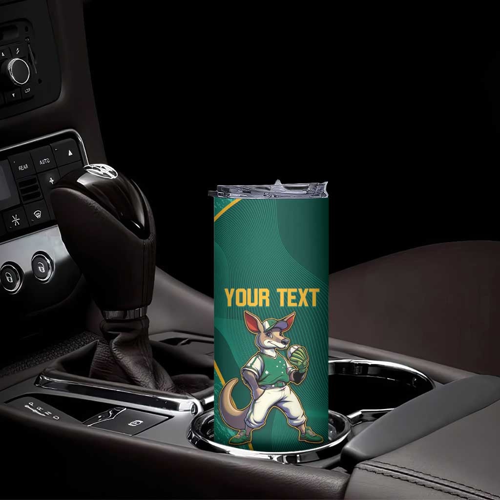 Custom Baseball Australia Skinny Tumbler Go Champions - Aussie Kangaroo Mascot