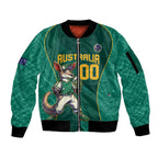 Custom Baseball Australia Sleeve Zip Bomber Jacket Go Champions - Aussie Kangaroo Mascot