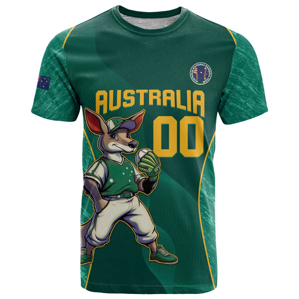 Custom Baseball Australia T Shirt Go Champions - Aussie Kangaroo Mascot